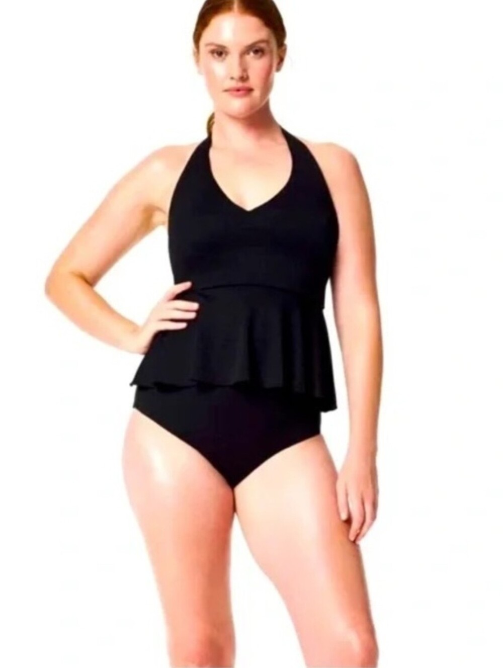 Spanx Shape Swim Pique Full Bust Halter Tankini Top